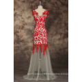 Grace Karin Vente en gros sans manches en dentelle Red Mermaid Prom Dress CL007588-2